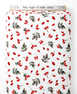 Tissu - Baies rouges et feuilles variées