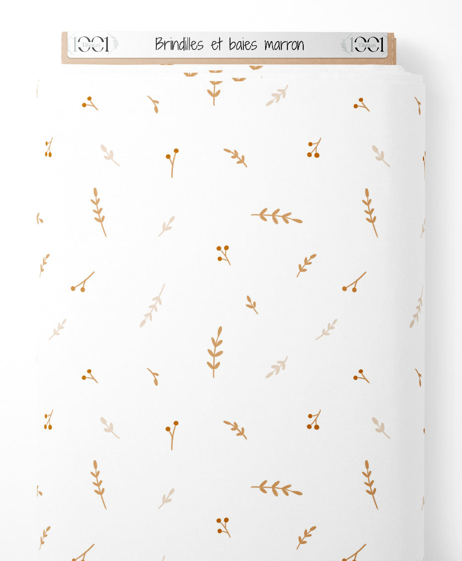 Tissu - Brindilles et baies marron