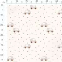 Tissu - Voitures et pois beige