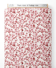 Tissu - Fleurs roses et feuillage rose