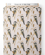 Tissu - Oiseaux noir et blanc beige