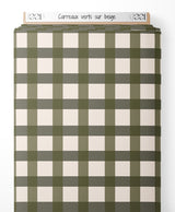 Tissu - Carreaux verts sur beige