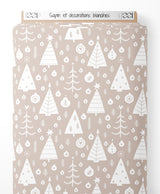 Tissu - Sapin et décorations blanches
