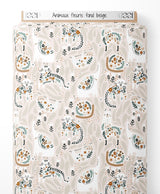 Tissu - Animaux fleuris sur fond beige