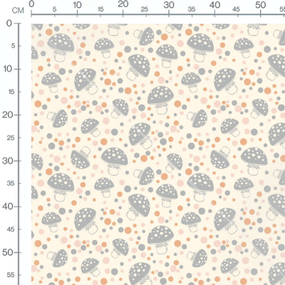 Tissu - Champignons et pois colorés