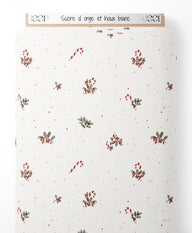 Tissu - Sucre d'orge et houx blanc