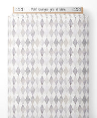 Tissu - Motif losanges gris et blanc