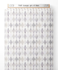 Tissu - Motif losanges gris et blanc