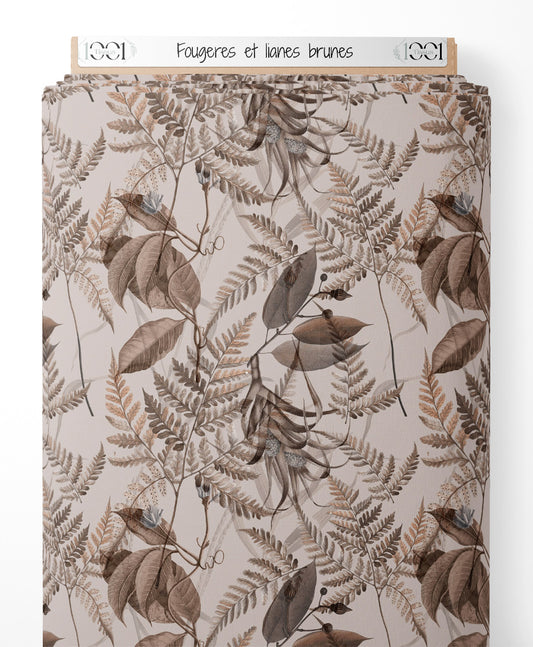 Tissu - Fougères et lianes brunes