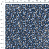 Tissu - Fleurs bleues sur fond bleu