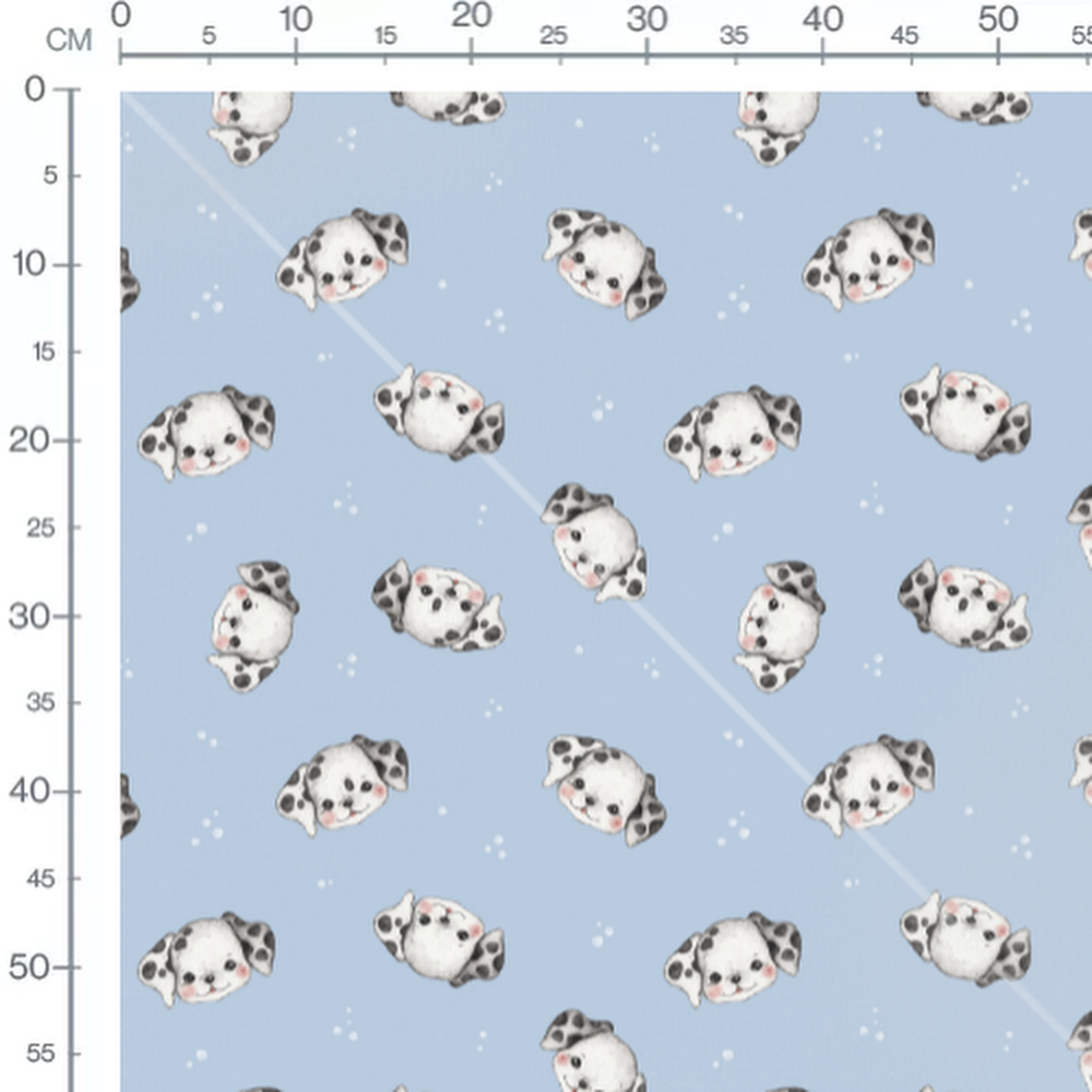 Tissu - Chiots dalmatiens sur bleu