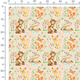 Tissu - Douces créatures sur beige