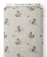 Tissu - Animaux aviateurs sur beige 2