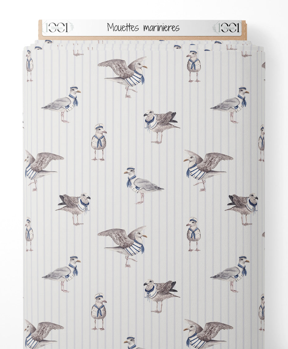 Tissu - Mouettes marinières