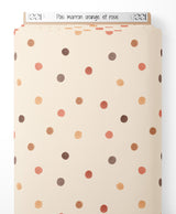 Tissu - Pois marron, orange et rose