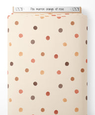 Tissu - Pois marron, orange et rose