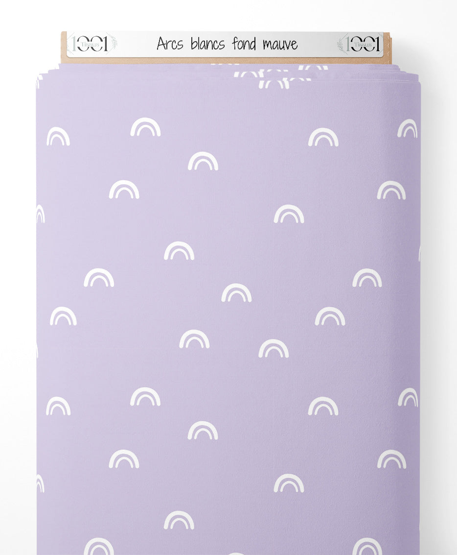 Tissu - Arcs blancs sur fond mauve
