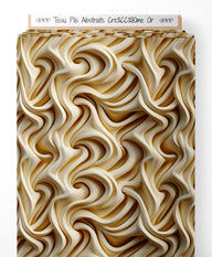 Tissu - Plis Abstraits Crème Or