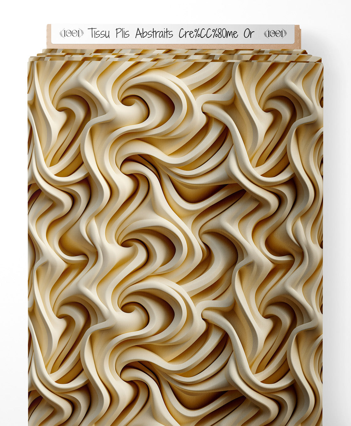 Tissu - Plis Abstraits Crème Or