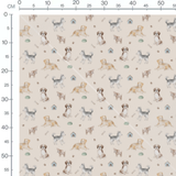 Tissu - Chiens variés sur fond beige