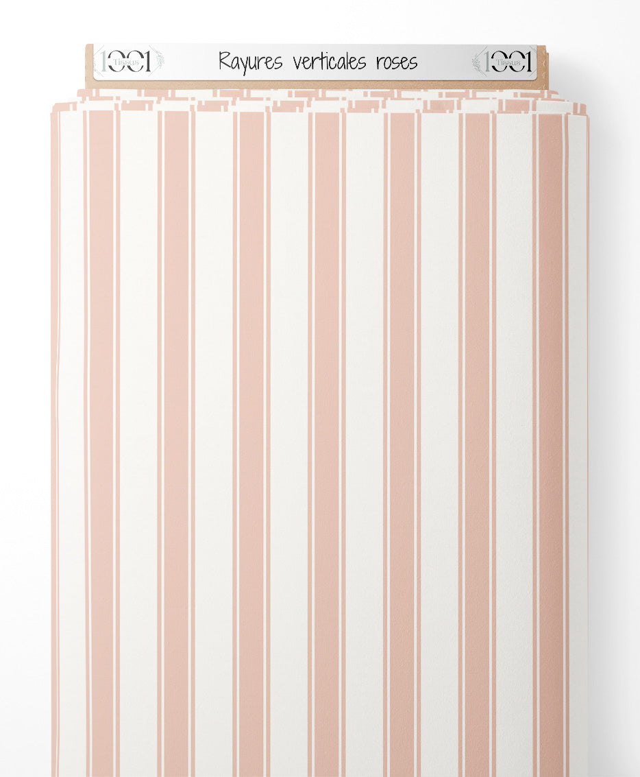 Tissu - Rayures verticales roses