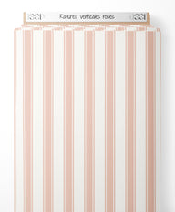 Tissu - Rayures verticales roses