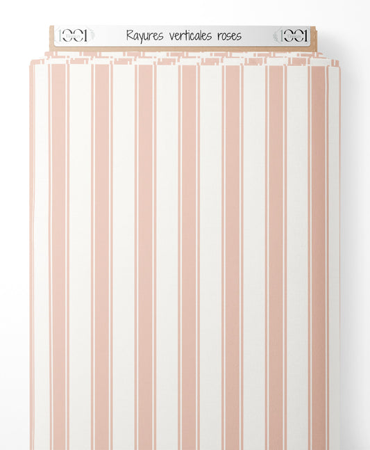 Tissu - Rayures verticales roses