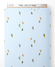Tissu - Feuilles vertes et orange