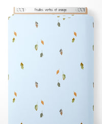 Tissu - Feuilles vertes et orange