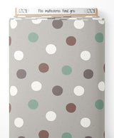 Tissu - Pois multicolores sur fond gris