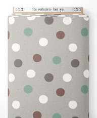 Tissu - Pois multicolores sur fond gris