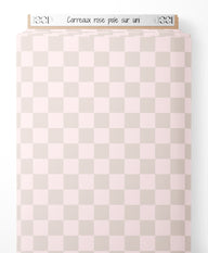 Tissu - Carreaux rose pâle sur uni