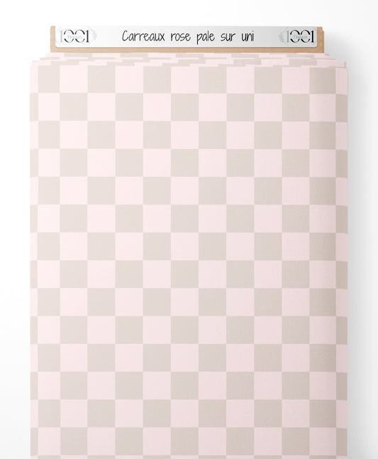 Tissu - Carreaux rose pâle sur uni