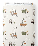 Tissu - Engins marron et gris