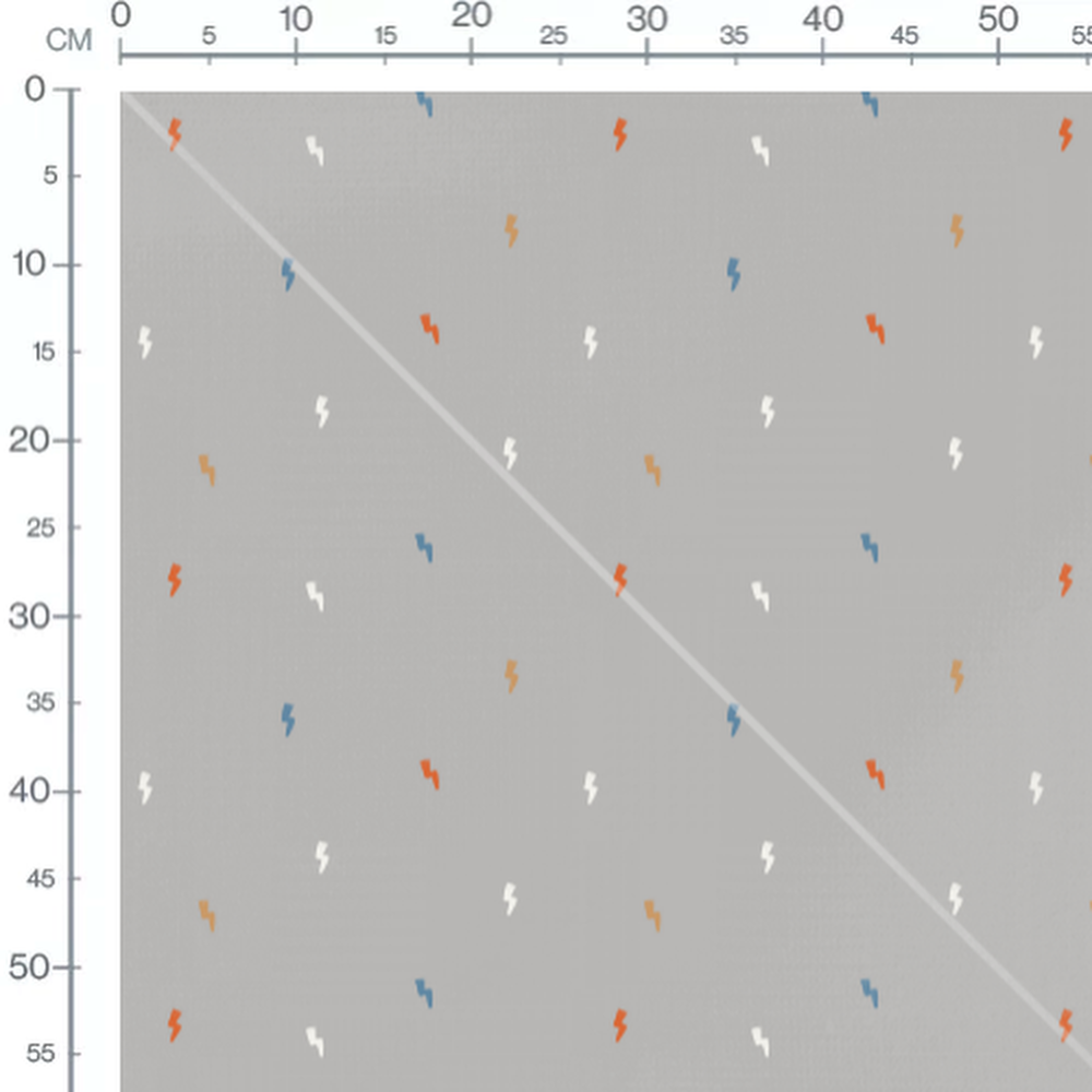 Tissu - Éclairs multicolores sur gris