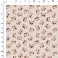 Tissu - Ours marron clair avec joues