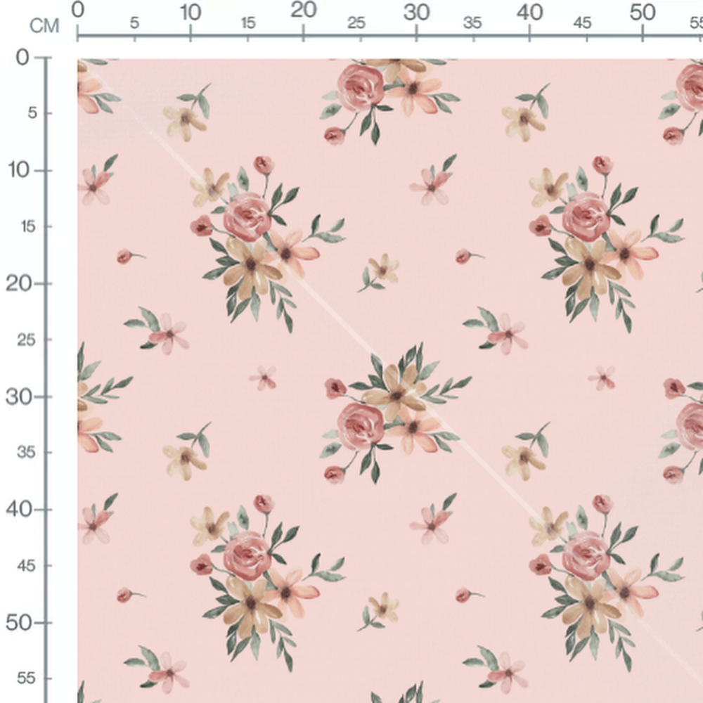 Tissu - Aquarelle roses et jaunes douces
