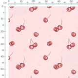 Tissu - Cerises roses sur rose