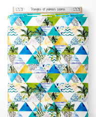 Tissu - Triangles et palmiers colorés