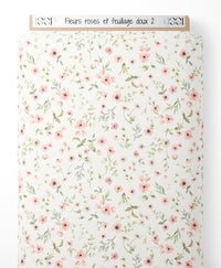 Tissu - Fleurs roses et feuillage doux 2