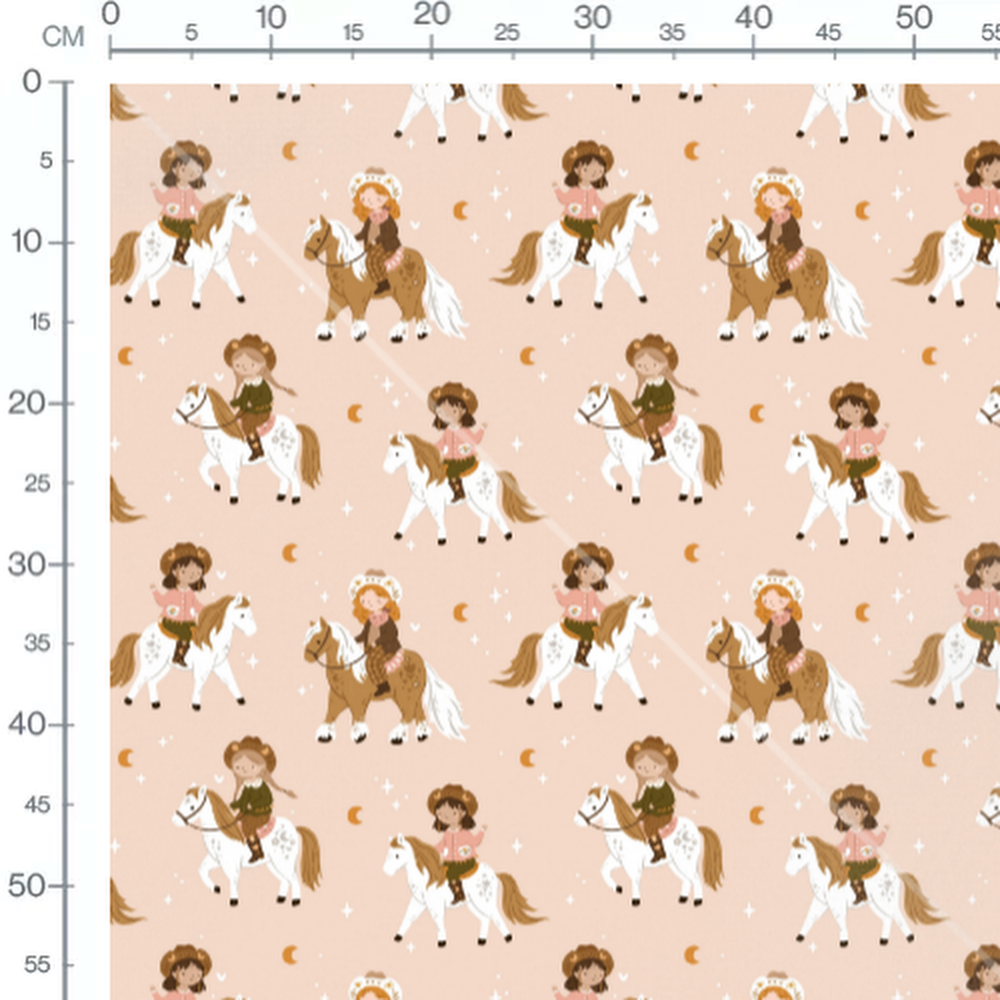 Tissu - Cavaliers et chevaux mignons