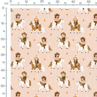 Tissu - Cavaliers et chevaux mignons