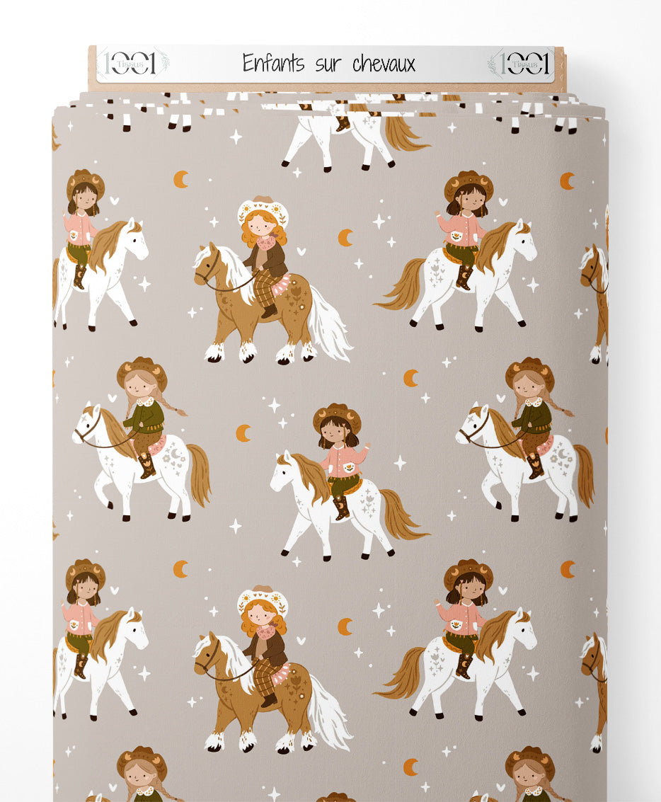 Tissu - Enfants sur chevaux