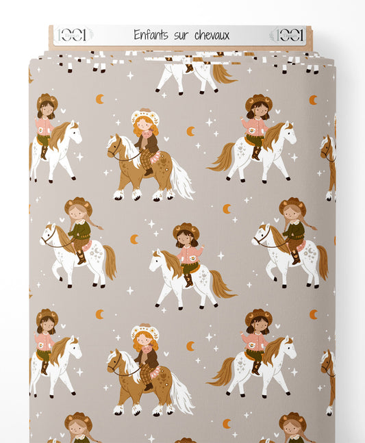 Tissu - Enfants sur chevaux