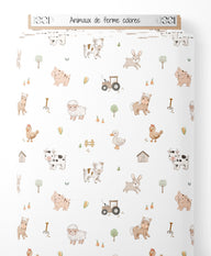 Tissu - Animaux de ferme colorés