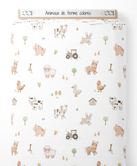 Tissu - Animaux de ferme colorés