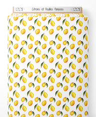 Tissu - Citrons et feuilles foncées