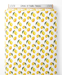 Tissu - Citrons et feuilles foncées