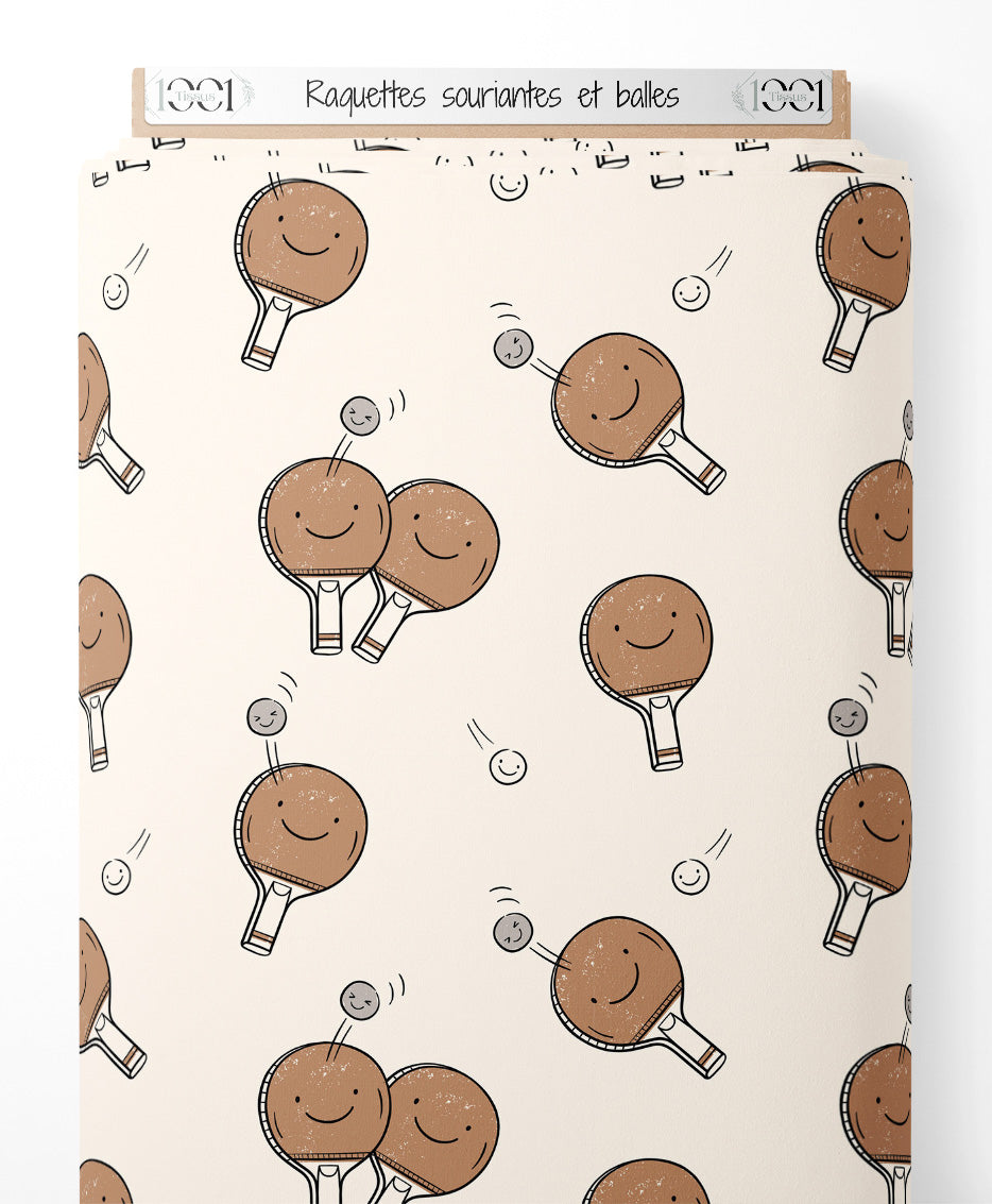 Tissu - Raquettes souriantes et balles
