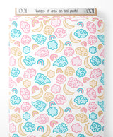 Tissu - Nuages et arcs-en-ciel pastel